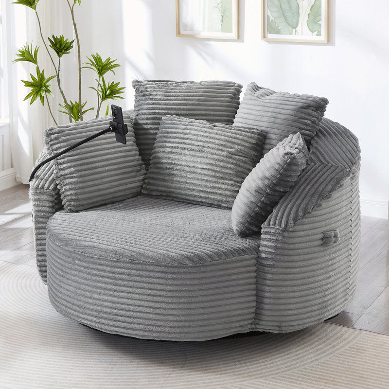 Fauteuil demi-tonneau pivotant à 360 °, Gris