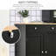 Buffet de comptoir en bois massif, armoire de rangement de cuisine, armoire à café avec 3 tiroirs, portes et tablette réglable, noir-2068528497
