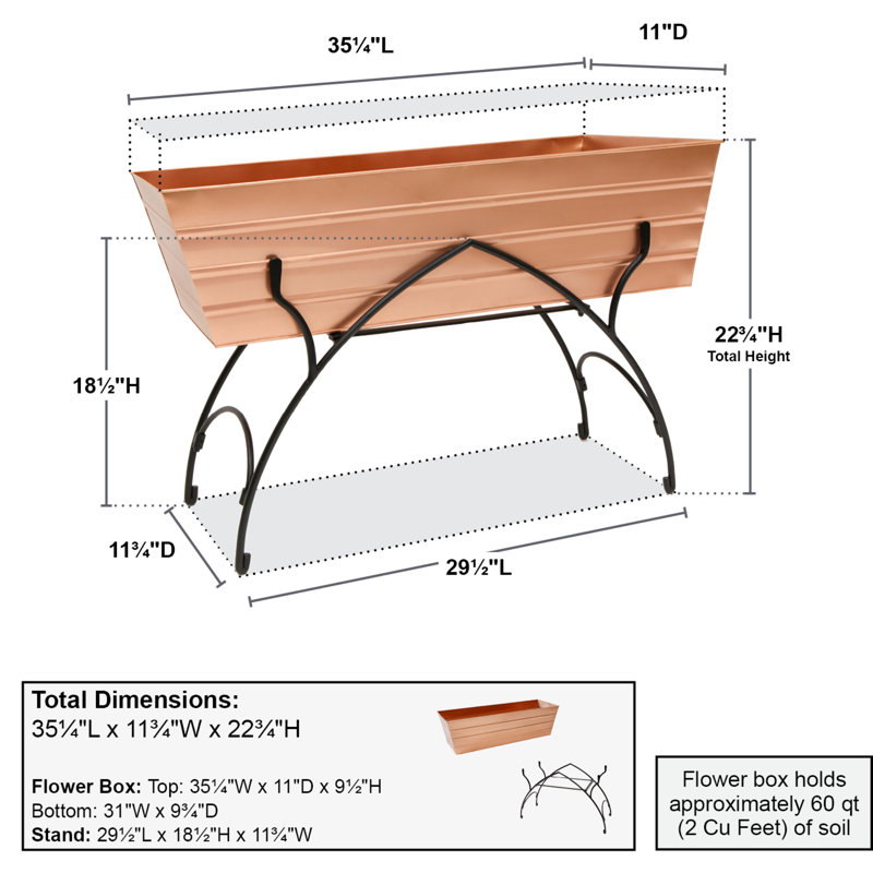 Metal Elevated Planter, Copper