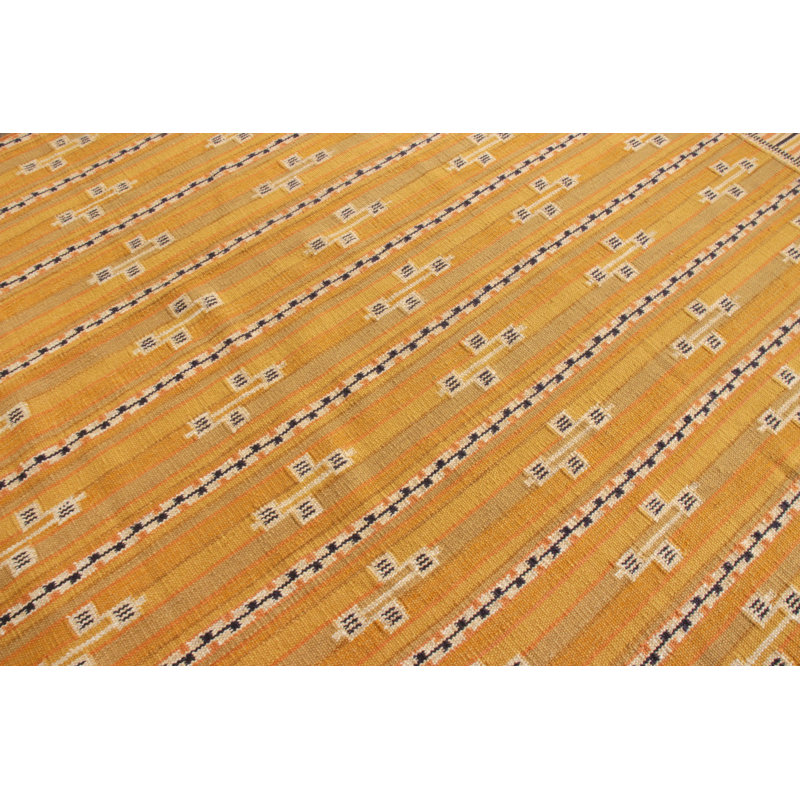 Scandinavian Hand Knotted Wool Geometric Area Rug, Rectangle 6' x 9'