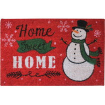 Holiday Printed Coir Doormat Christmas Welcome Mat, Outdoor/Indoor Rug Durable, Winter Wonderland 18 inchx28 inch-Home Sweet Home Snowman, Size: 18 x