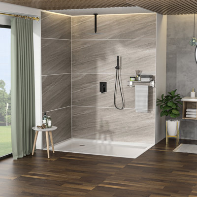 Dual Function Shower - 16 Inch Ceiling Mount Square With Rainfall And Hose Kit System In Head Handheld Functions