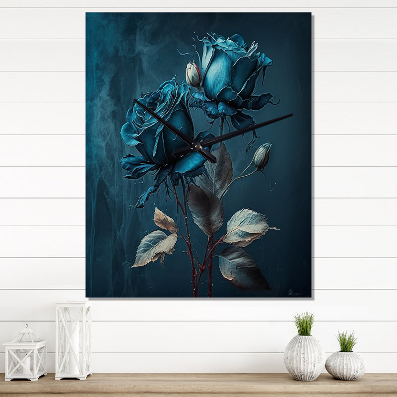 Très grandes horloges murales Ilyaz - Floral Roses, Moyen
