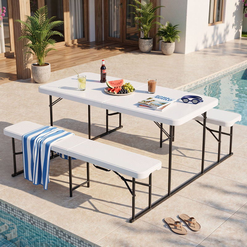 Ensemble de table de pique-nique 6/8 personnes, Blanc, H 29 po x L 54 po x l 27,4 po