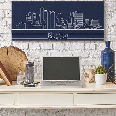 «Boston City Skyline Outline» par Daphne Polselli, impression sur toile