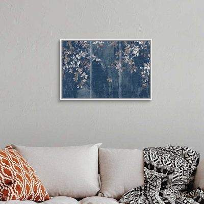 Indigo, art japonais sur toile, jardin japonais