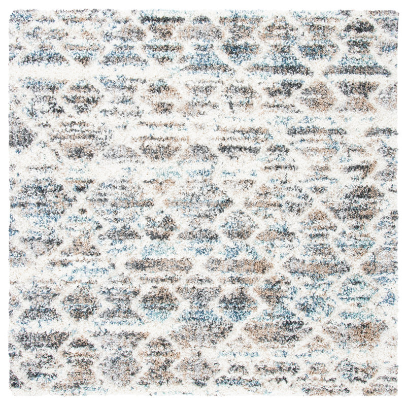 Xenia Shag Performance Geometric Rug, Square 6'7"