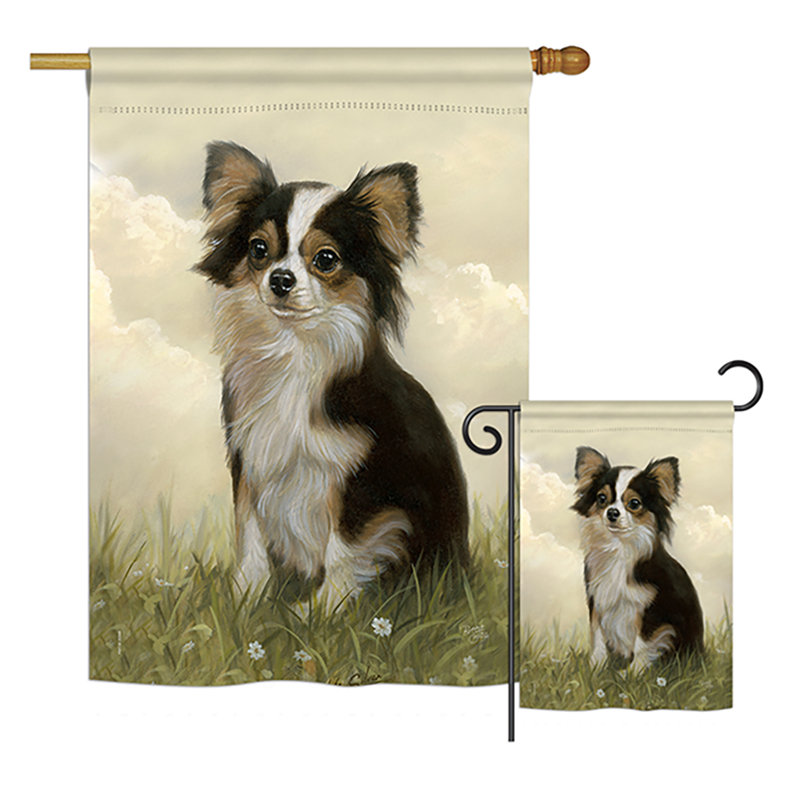 Chihuahua nature animaux, polyester de 2 côtés 40 x 28 po ensemble de drapeau