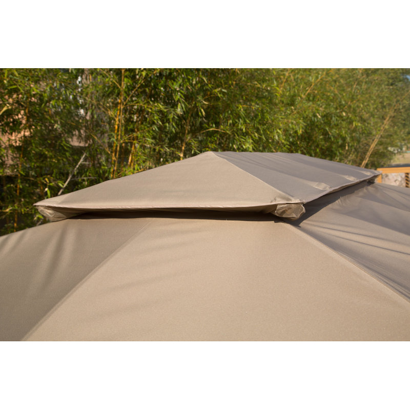 Metal Ventilation Double Roof Party Tent Gazebo, Brown, 9.81 ft x 19.62 ft