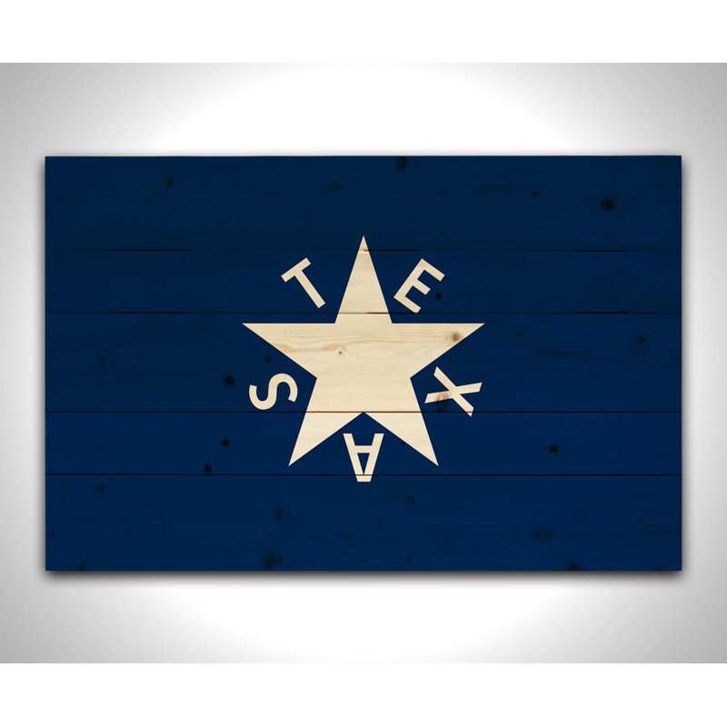 "Drapeau De Zavala" sur bois, H 24 po x l 36 po