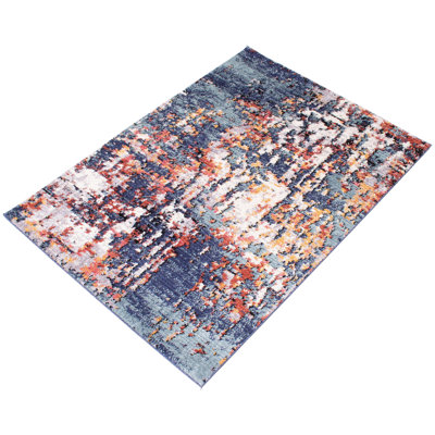 Tapis bleu marocain rétro