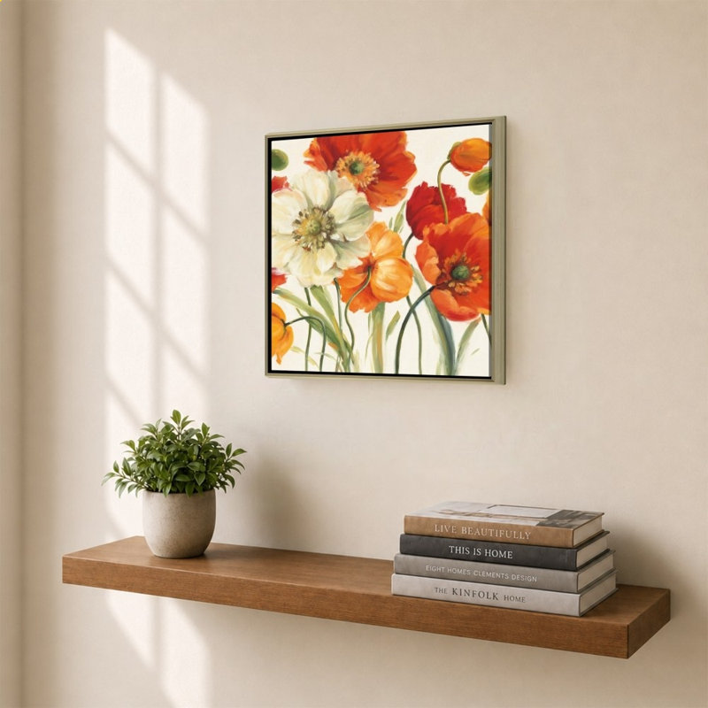 «Poppies Melody I» par Lisa Audit - impression sur toile, Champagne