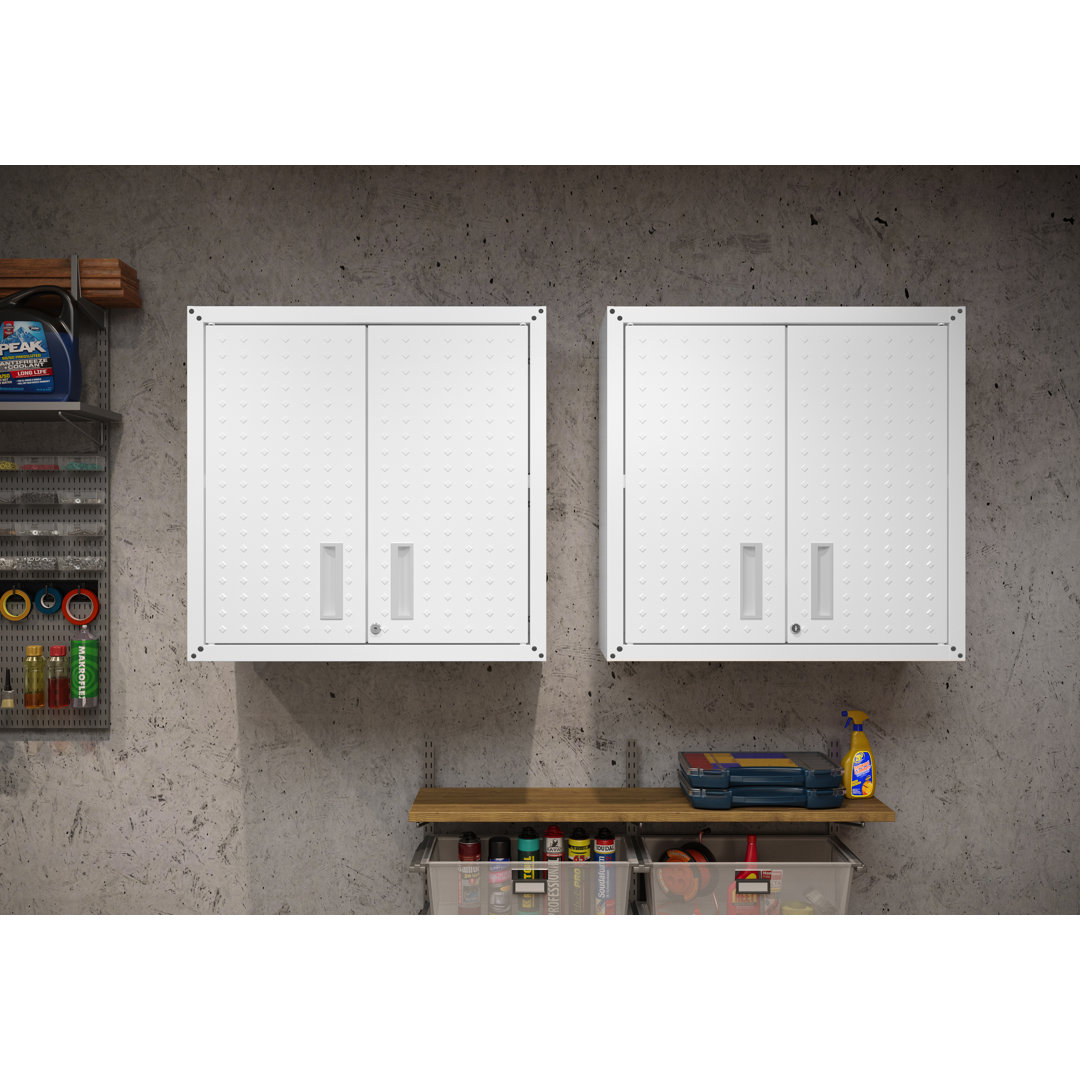 Fortress 30" H x 30" W x 12.5" D Floating Metal Garage Storage Cabinet (Set of 2) Manhattan Comfort 