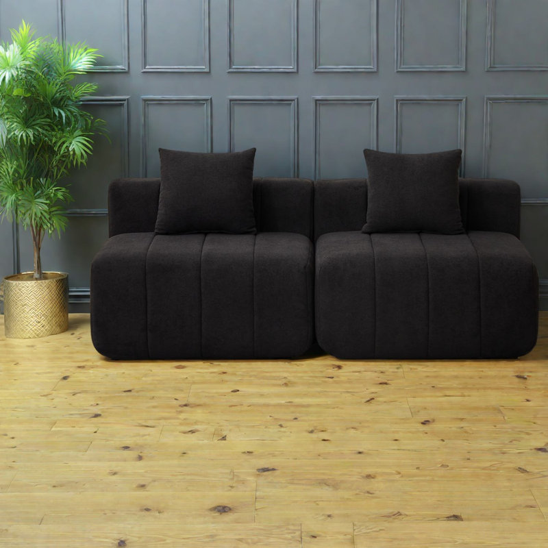 Canapé modulaire en chenille noir modulaire à compression pour la maison