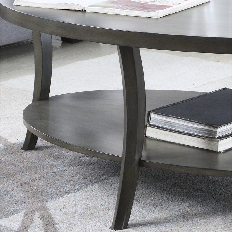 Table basse contemporaine contemporaine ovale en gris - moderne avec du bois et un espace de rangement supplémentaire, Gris