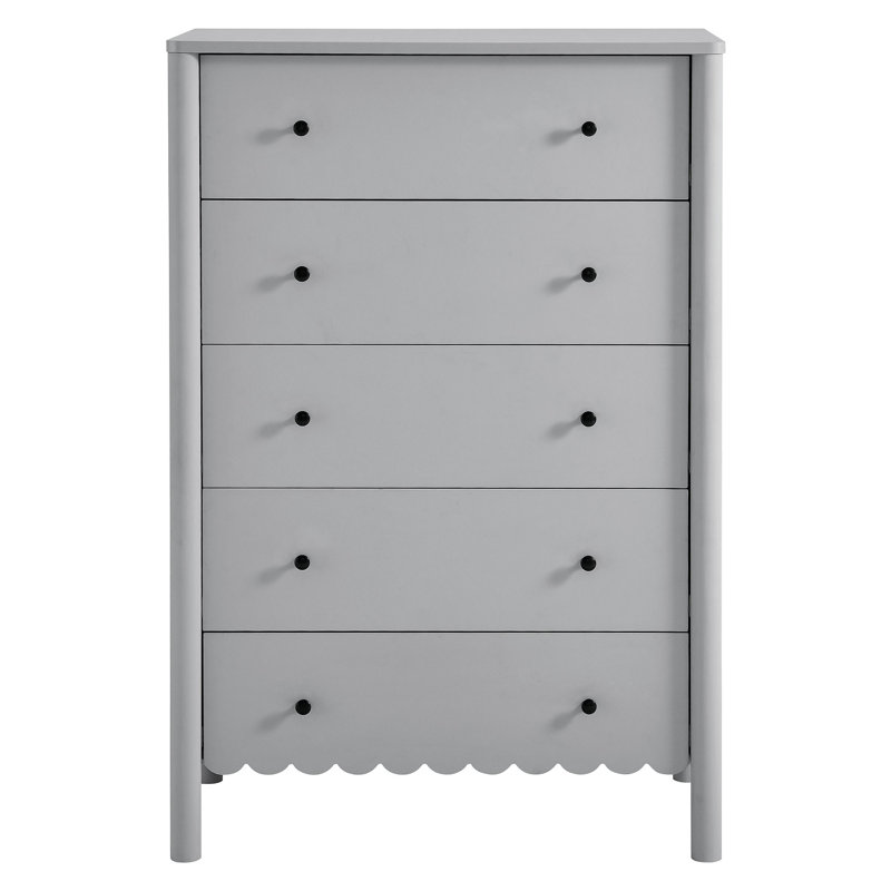 Commode 5 tiroirs Emmeline, Gris clair