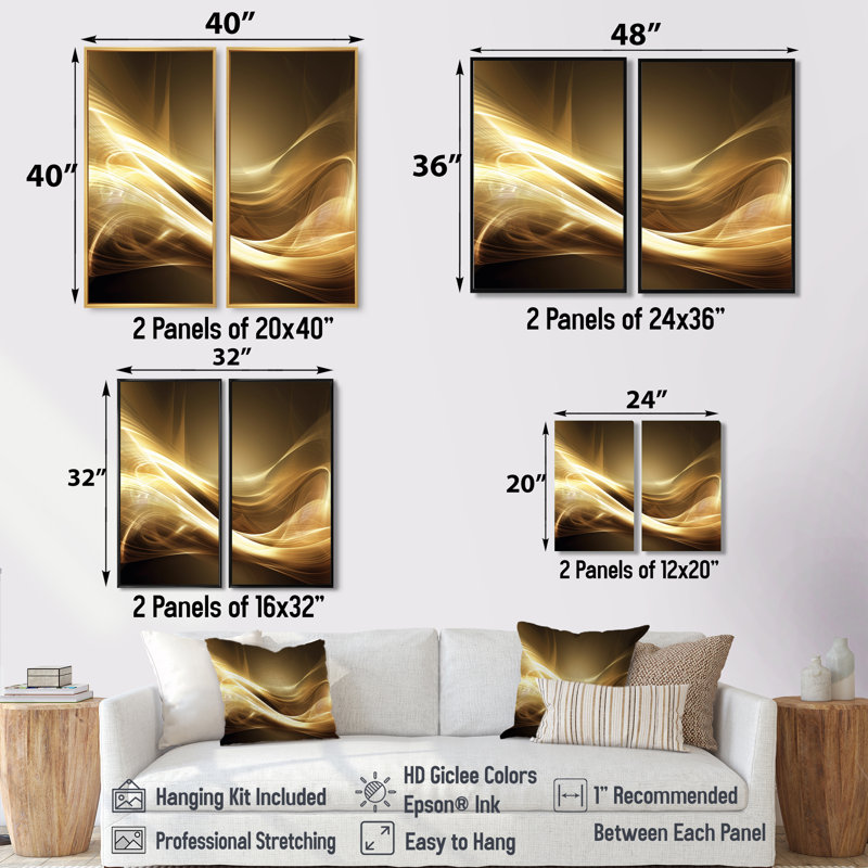 Gold Elegant Modern Sofa III - Art mural moderne doré, Black, 36" H x 48" W, Impression encadrée flottante