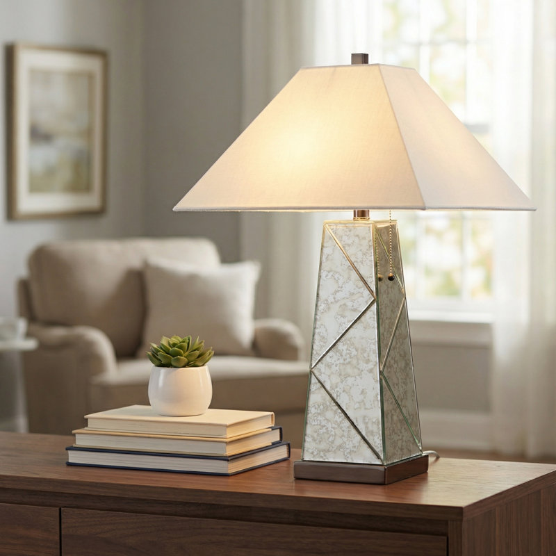 28.5" Metal Table Lamp With White Shade