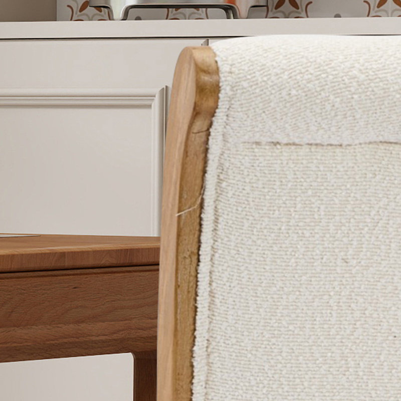 Chaise de salle à manger rembourrée Mid-Century avec bordure en bois courbée et pieds sculptés (ensemble de 2), Beige