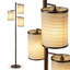 Liam 74 in. Mid-Century Modern 3-Light LED Floor Lamp with Fabric Drum Shades-62954080