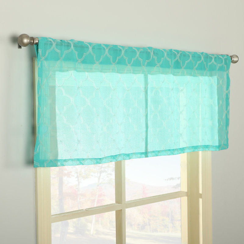 Geometric Tailored Window Valance, Turquois
