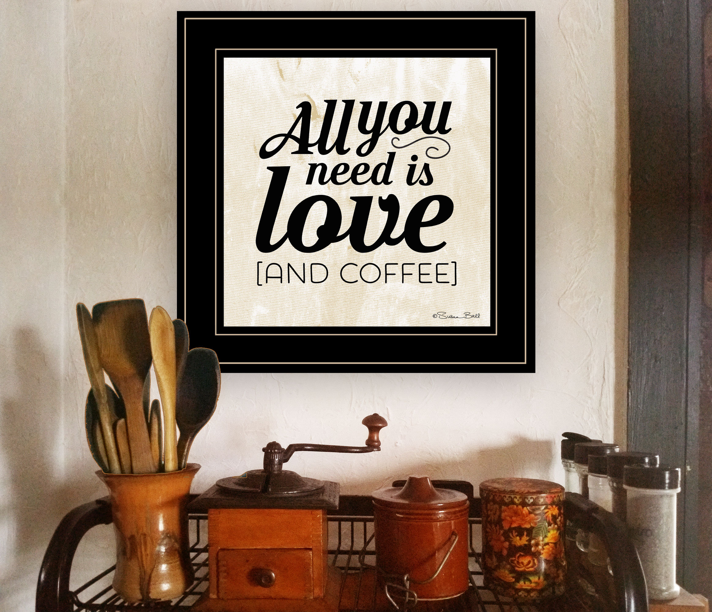 Gracie Oaks All You Need Is Love and Coffee Framed Wall Art for Living