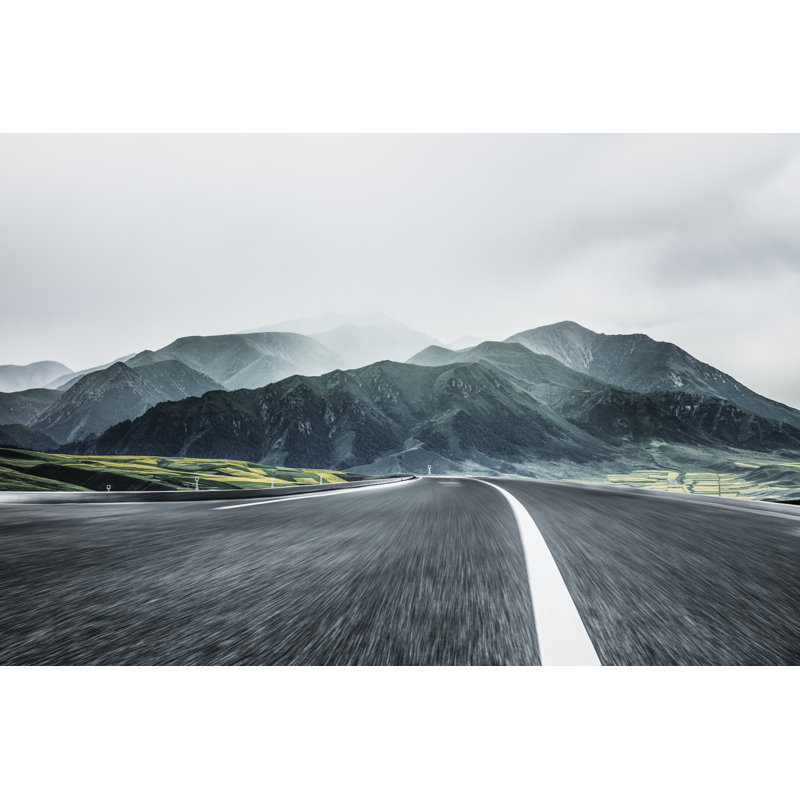 Empty Road Leading Towards Mountain - Wrapped Canvas Print