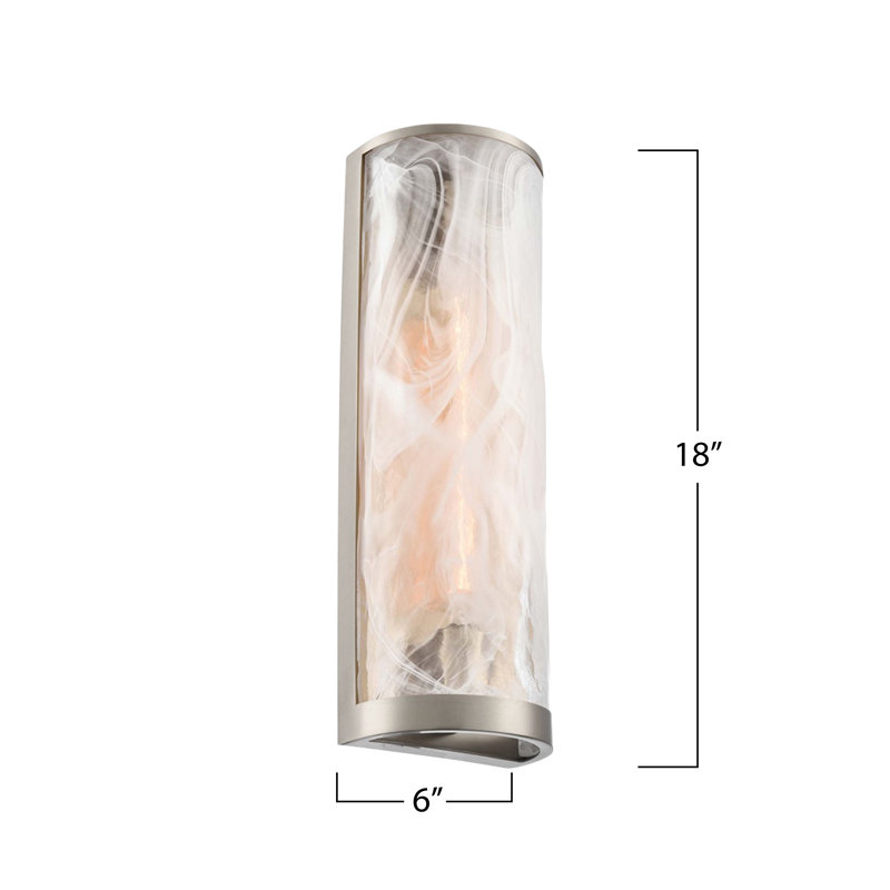 Applique murale 2 lumières Greeley - Abat-jour en verre albâtre blanc de style Murano Wispy, Nickel brossé