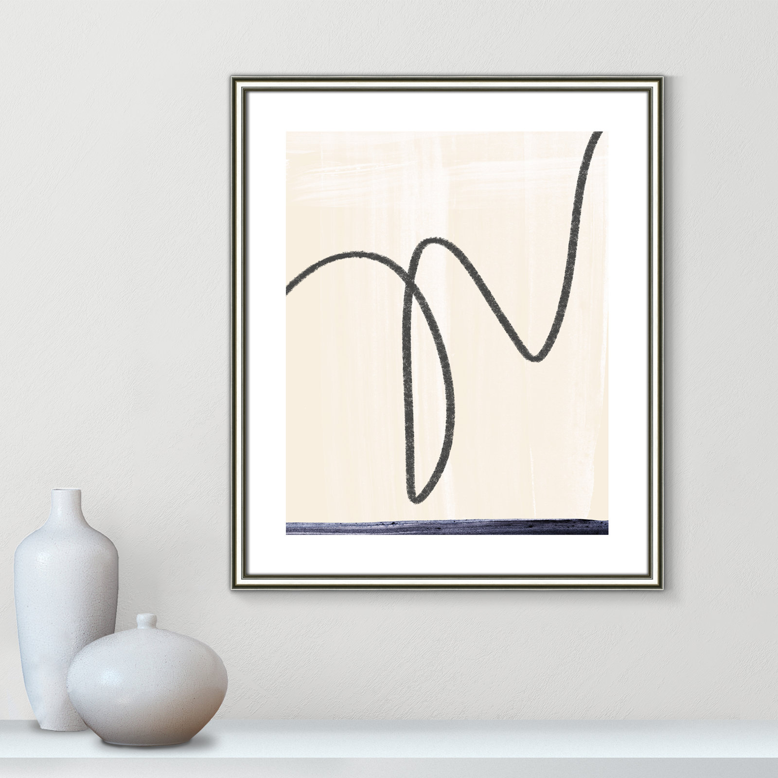 Tigerlily "Departured I" Painting, 26.75" H x 22.75" W x 0.88" D, Silver Framed Paper