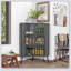Armoire de rangement d'angle moderne à 3 niveaux avec portes en verre trempé, tablettes amovibles et structure en métal - Organisateur autoportant pour la salle de bain, la cuisine, la chambre à coucher, le salon ou les petits espaces