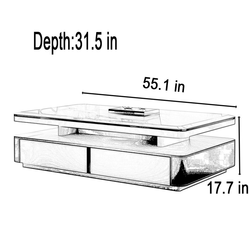 Netto, H 17,7 po x L 55,1 po x l 31,5 po