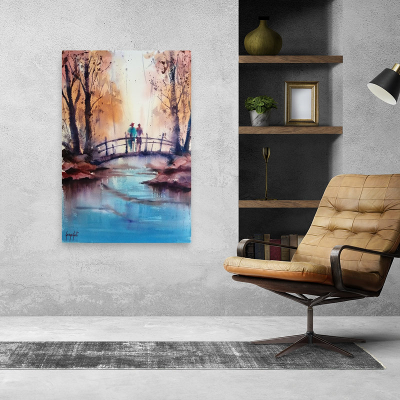 Impression romantique sur un paysage d'automne romantique, 48" H x 32" W