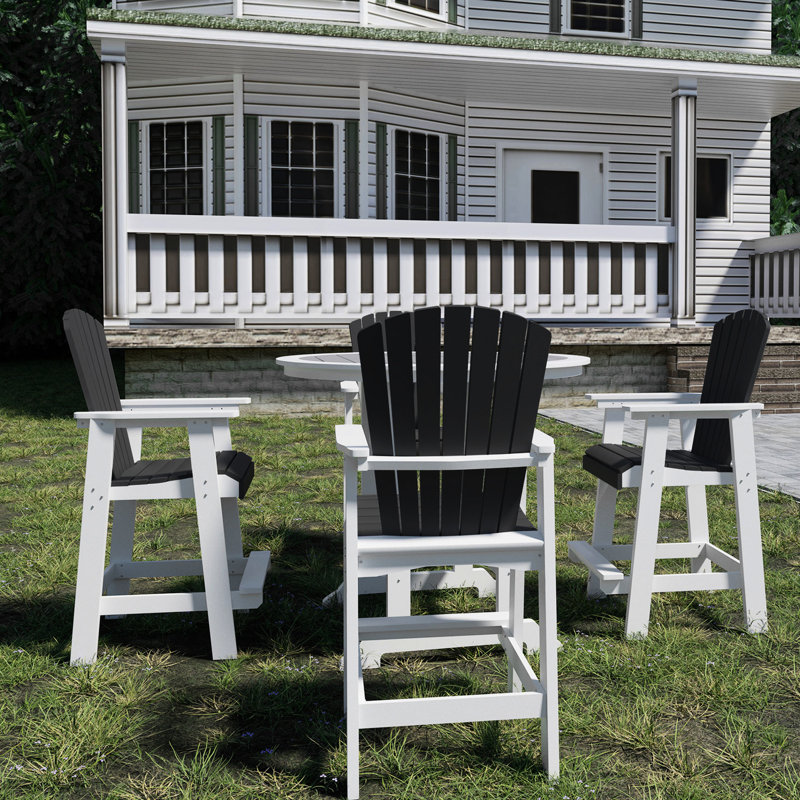 Chaises de bar d'extérieur - table de patio et tabourets de 5 chaises polyvalentes pour le jardin, piscine, blanc, gris, 4 bruits, réduction du bruit, blanc / gris