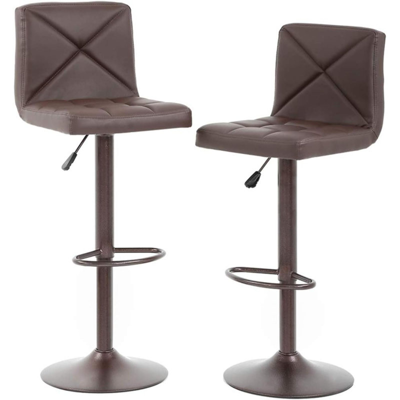 Ensemble de 2 tabourets de bar en cuir de polyuréthane avec tabourets de bar à hauteur de comptoir de cuisine avec réglable hydraulique pour la cuisine, la salle à manger et les restaurants