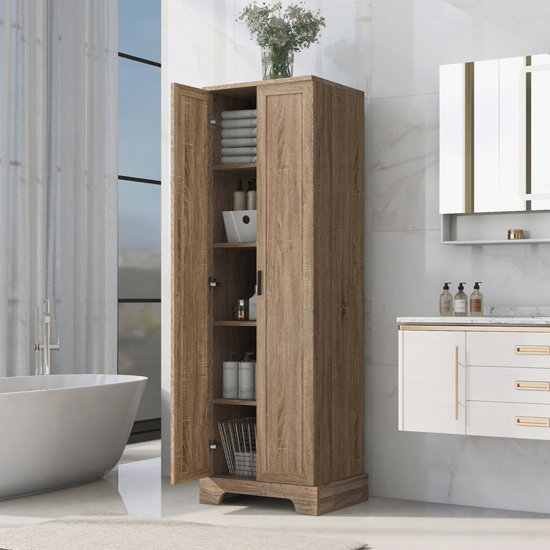 Storage Cabinet with Two Doors for Bathroom, Brown