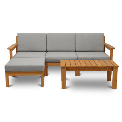 Patio 5-Piece Wood Sectional Sofa Set