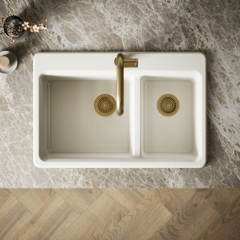 Riverby Top-Mount Large/Medium Double-Bowl Kitchen Sink with Accessories and Single Faucet Hole