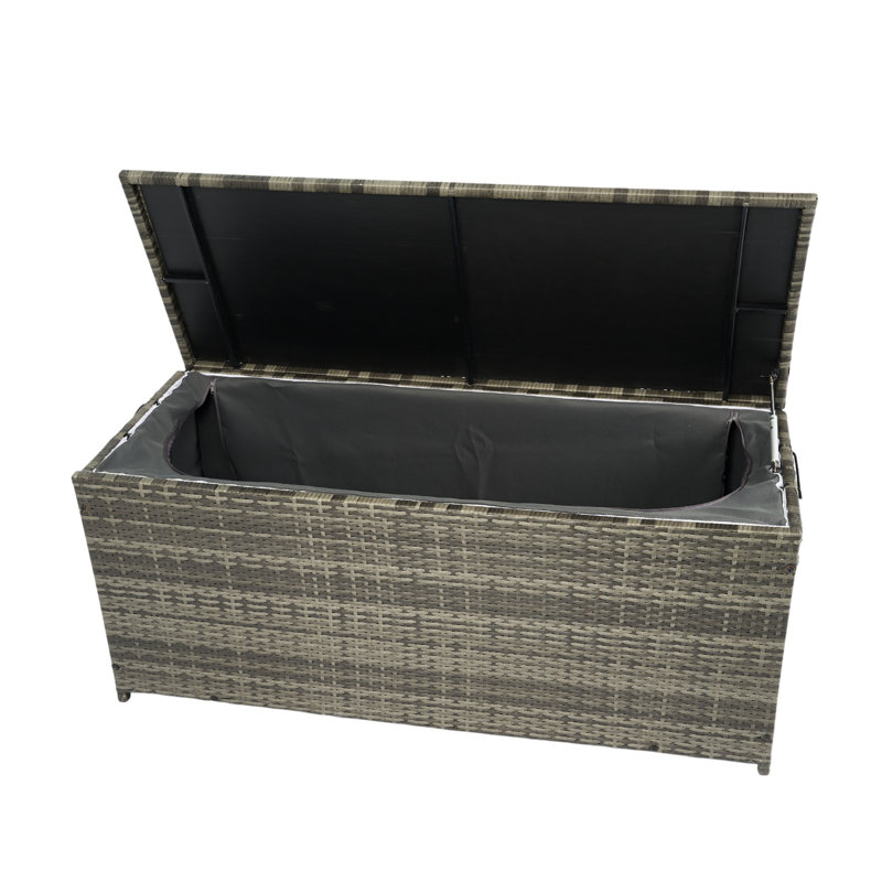 113 Gallon Patio Storage Box With Lid - Grey . Oversize For Deck, Garden, Porch. Removable Waterproof Inner Liner. Easy-Glide Hinges. Lightweight Material Large Capacity Garden Box: Gallon. , Rust