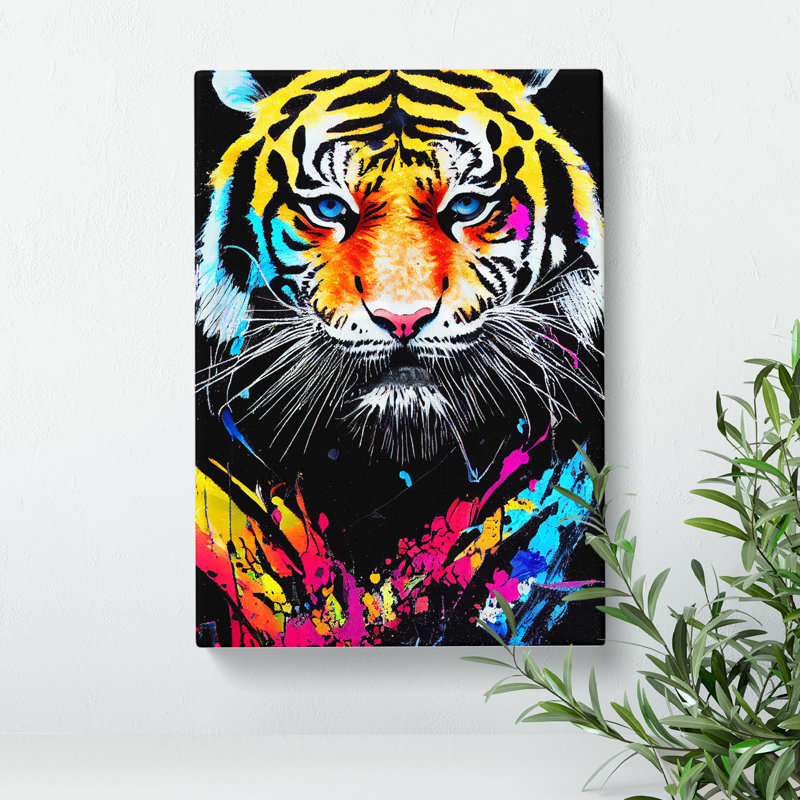Painted Tiger No.1 Abstract - Wall Art, Wrapped Canvas, 50cm H x 35cm W, No Matte