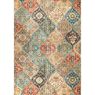 Oriental Moroccan Area Rug 5x7 Machine Washable with Non-Slip Backing for Bedroom Living Ding Room