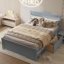 Lit plateforme double avec tiroir et deux tablettes-593282460