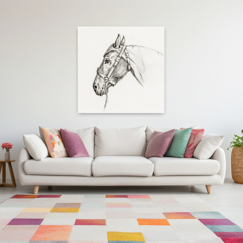 Tête de cheval, art mural rétro rétro, H 48 po x l 48 po