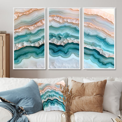 Agate «Dream River», ensemble d'art mural géode en pierre