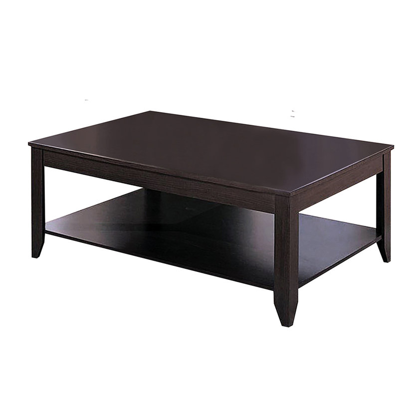 Table basse et table de bout Cappuccino 3, fabrication en bois d'ingénierie, pieds inclinés, tablette inférieure pour l'organisation, 30 po de long en bois franc occasionnel, finition lisse, décor, largeur 47,5 po