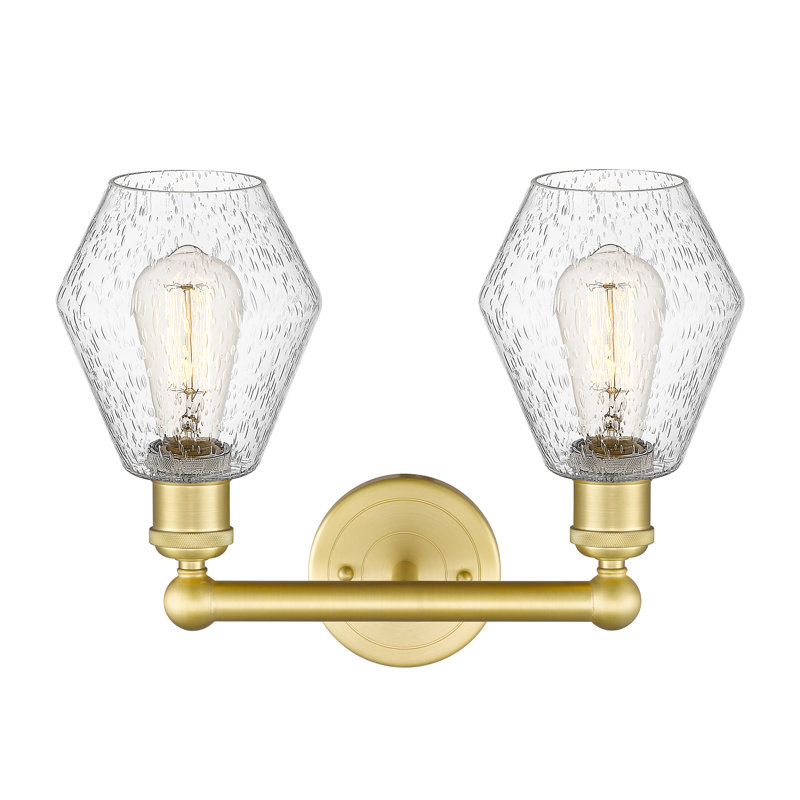 Éclairage pour salle de bain 2 lumières en acier et verre Gabbie, Granuleux, Or satiné