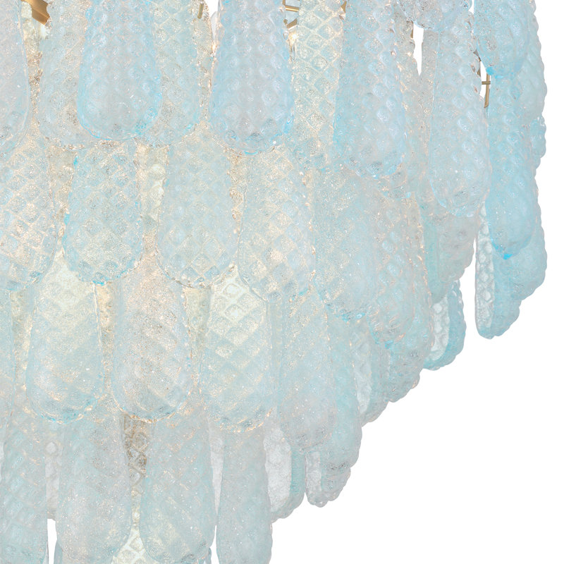 Lustre en laiton vieilli 21 lumières Mazzo, Bleu
