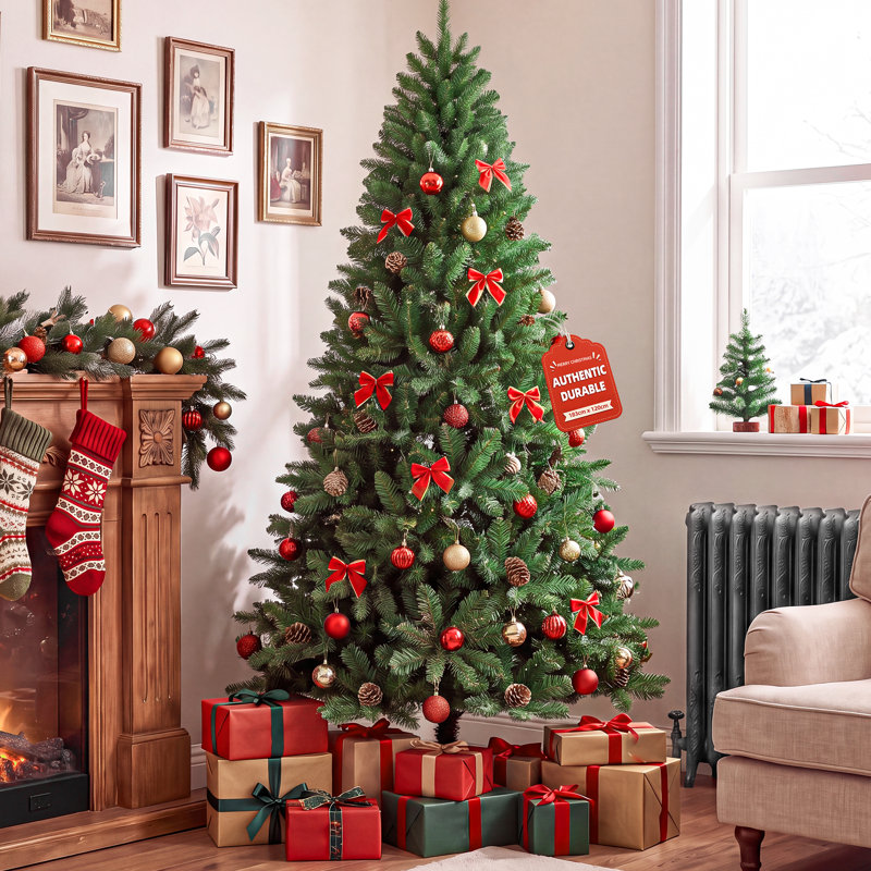 Artificial Christmas Tree with Wooden Stand, 6ft