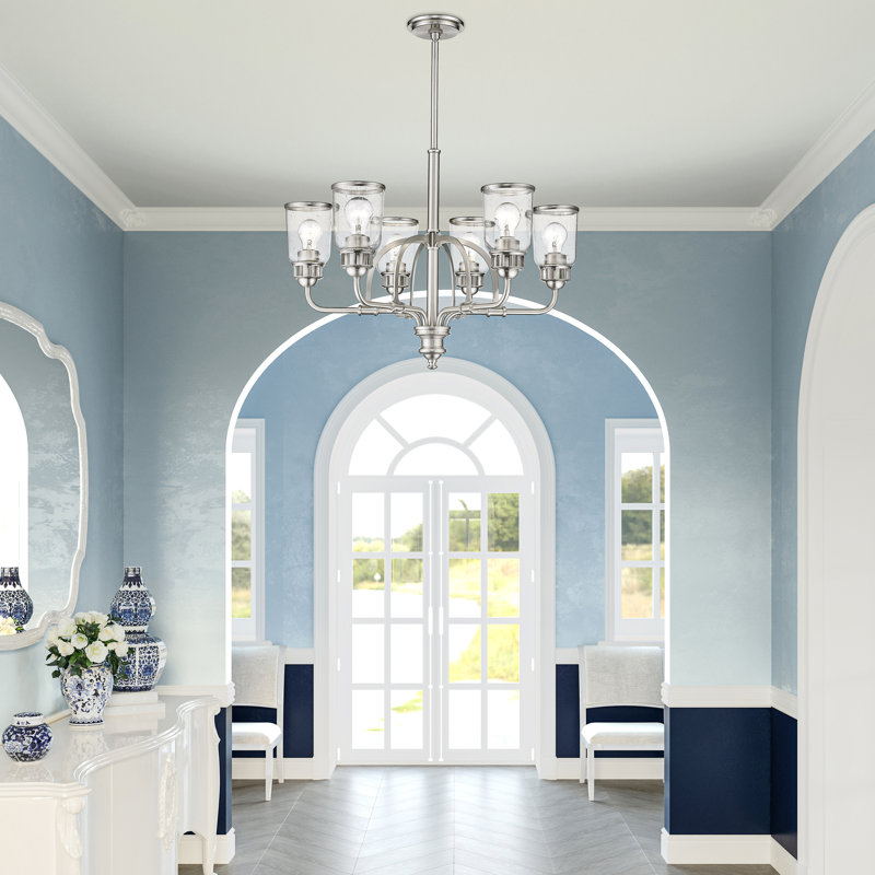 Speedway 6 - Light Dimmable Classic / Traditional Chandelier, Brushed Nickel