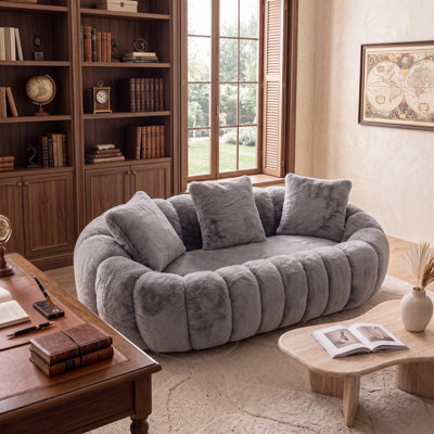 Floral Shaped 2-Seater Loveseat Sofa Ultra-Soft Plush Fabric Foam Pre-Filled Lazy Sofa Couch For Living Room Bedroom Balcony