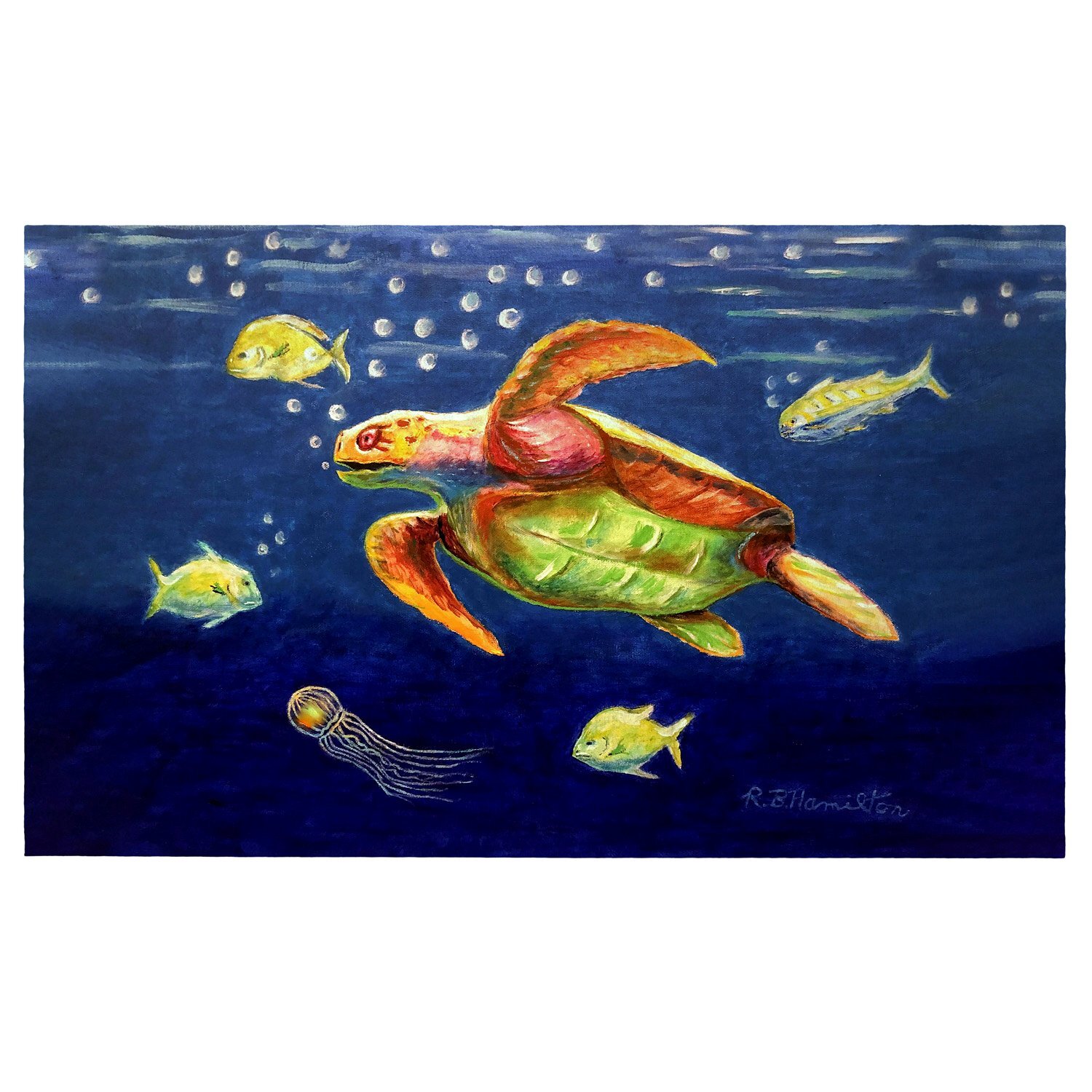 Watercolor Sea Turtles Door Mat, Indoor Outdoor Non-slip Rubber